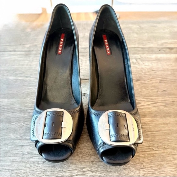 Prada Shoes - Prada Black Leather Buckle Heels – Vintage 2008 - EU 41 / US 10, 10.5